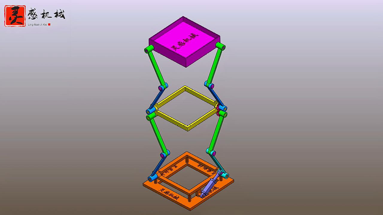 连杆驱动的直线伸缩 b>联动装置 /b>,齿轮连接多个连杆实现!
