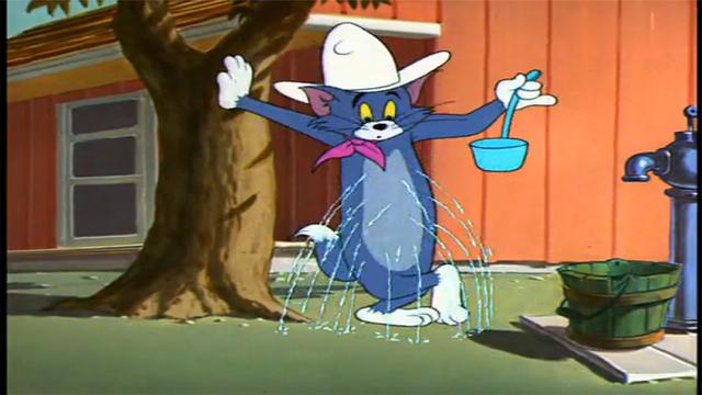 猫和老鼠: 西部的神 枪手,一把左轮出神入化,汤姆都打成了洒水壶