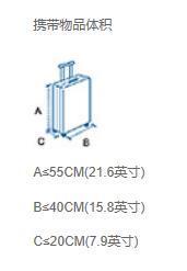 能带上东航的最大行李箱尺寸是多少?