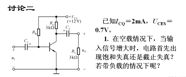 基本共射极放大电路,空载时增大输入信号