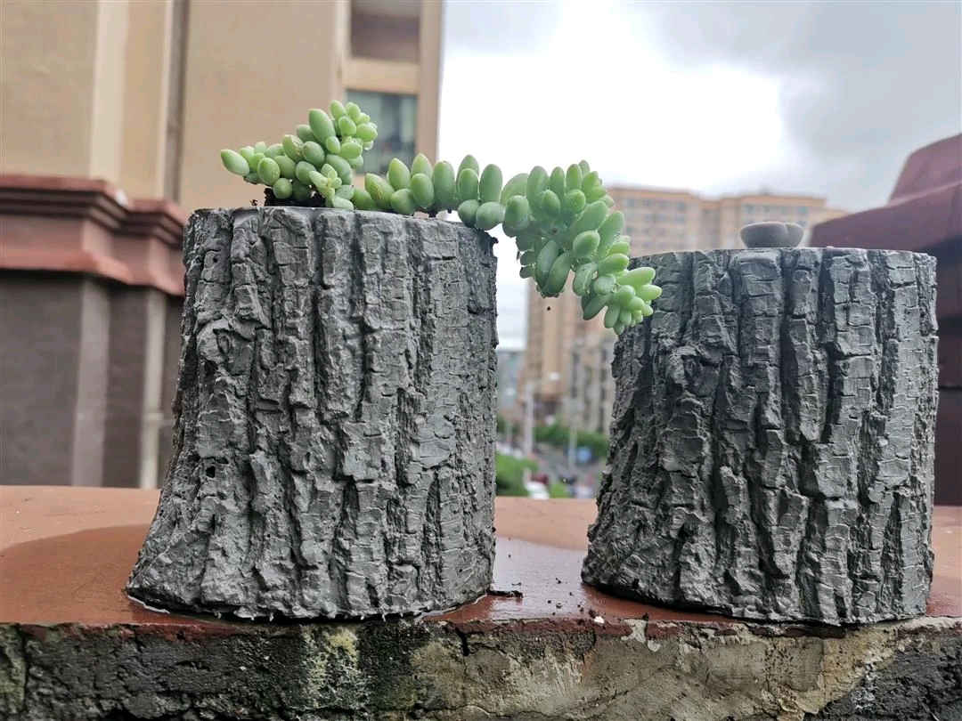 手工  水泥树桩多肉花盆