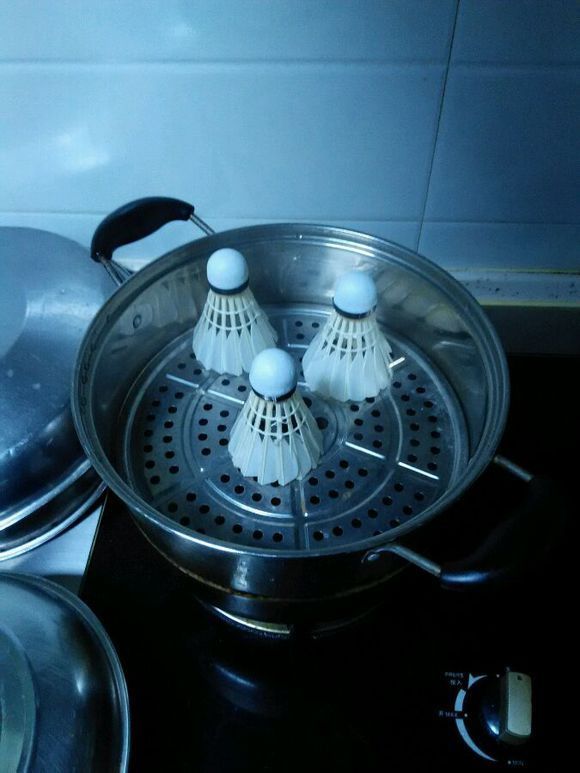 3,利用热水瓶的水蒸气蒸球(如图所示,球头要朝上!