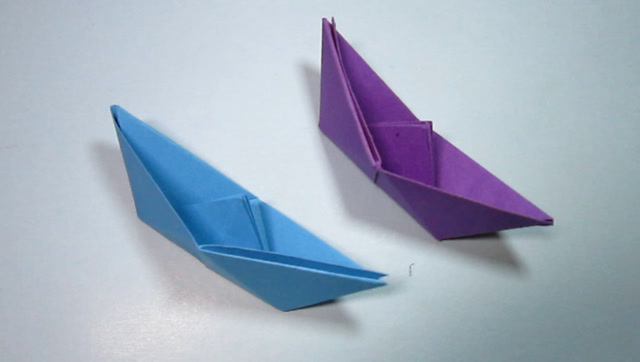 儿童手工折纸小船 2分钟就能学习会用正方形纸折纸小船