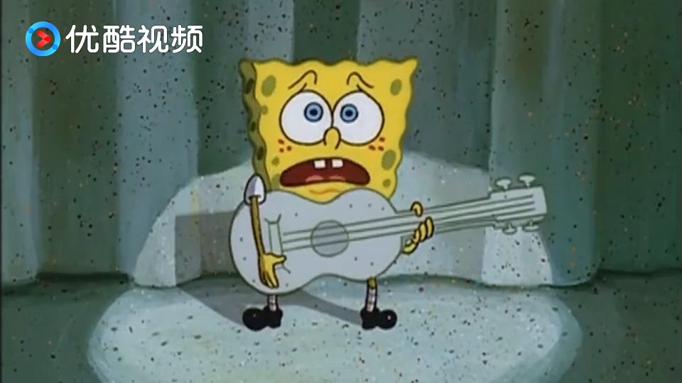 海绵宝宝弹吉他唱歌引来海底世界比及堡在海滩上的游客们