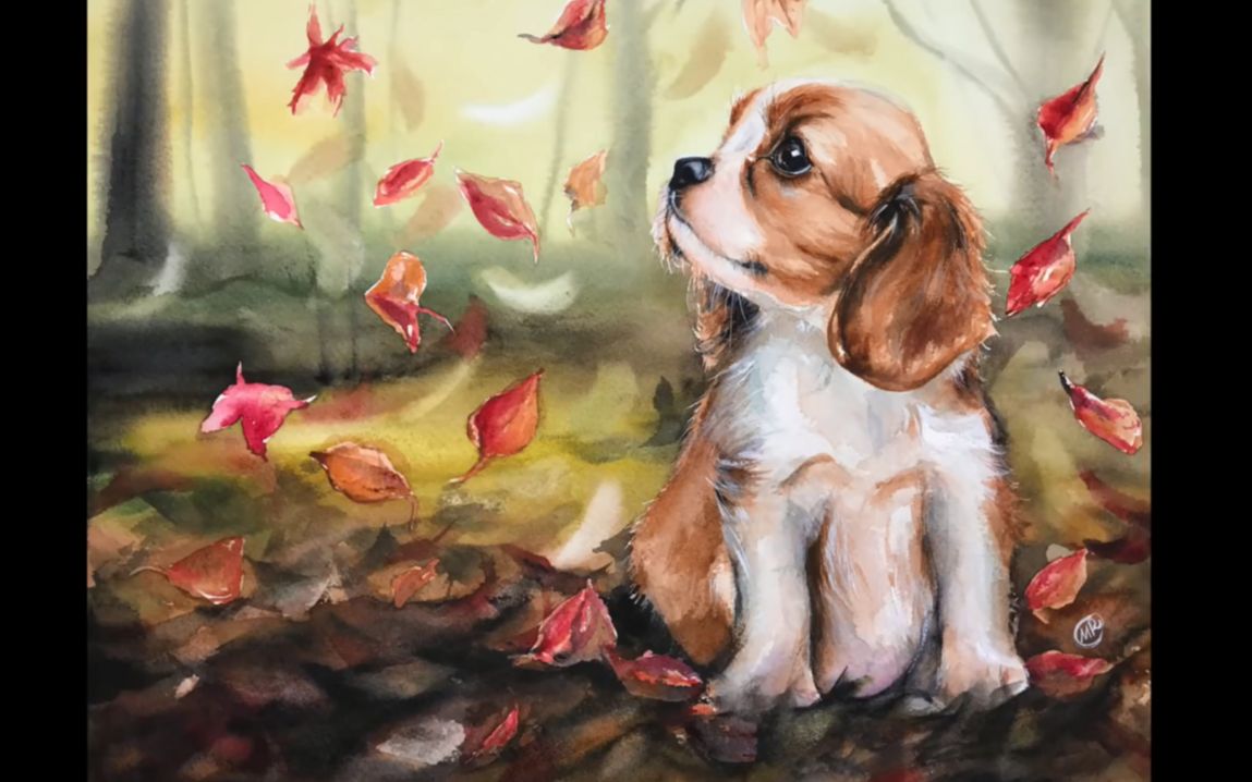 【水彩动物教程】画一只水彩小奶狗