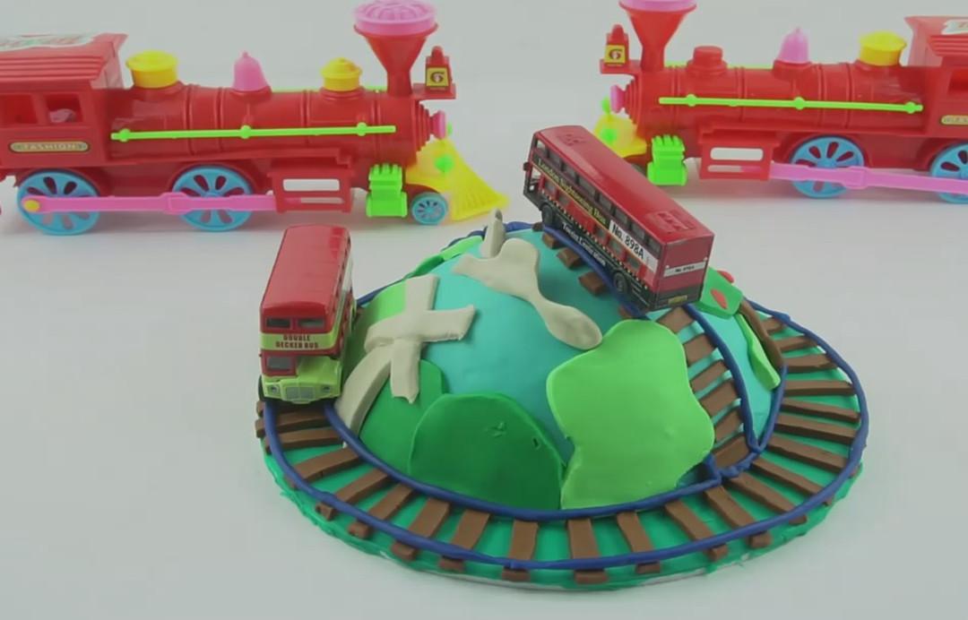 橡皮泥手工托马斯火车蛋糕,婴幼儿宝宝学英语,儿童玩具视频