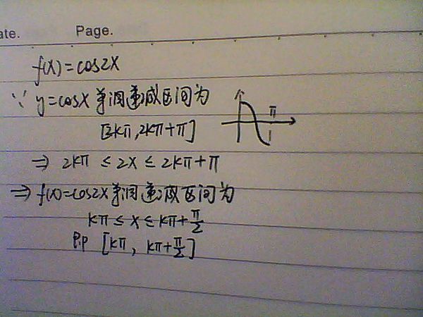 cos图像的单调递减区间图片