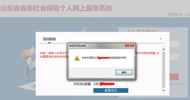 山东省社保个人网上服务系统登录不了 也重置
