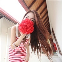 求一张女生用红玫瑰花遮住半张脸的qq头像