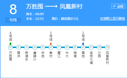 广州地铁8号线早上几点开