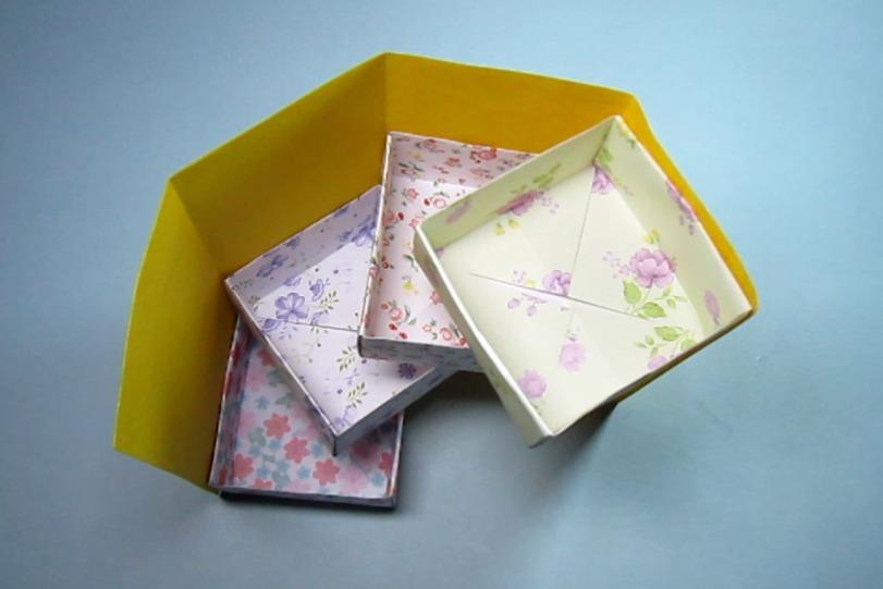 怎样折纸收纳盒子,可以隐藏的多层收纳盒折法