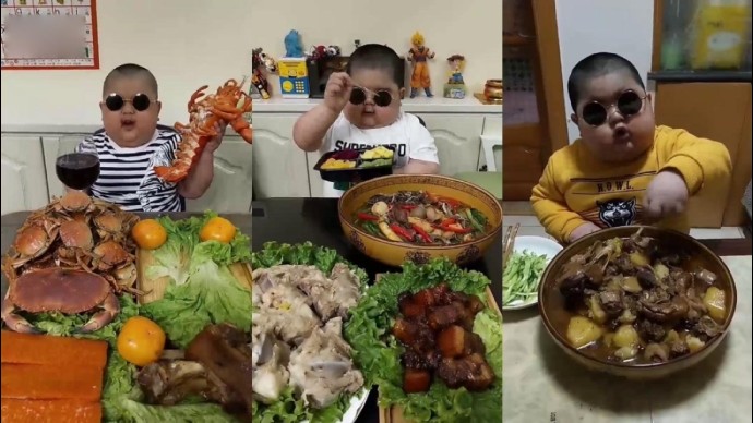 吃播:农村小孩大胃王,吃超大龙虾,吃帝王蟹等各种美味海鲜