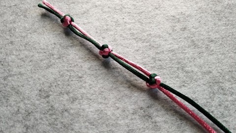 手链收尾 纽扣结编法视频, 双线纽扣结打法简单易学适合编绳新手