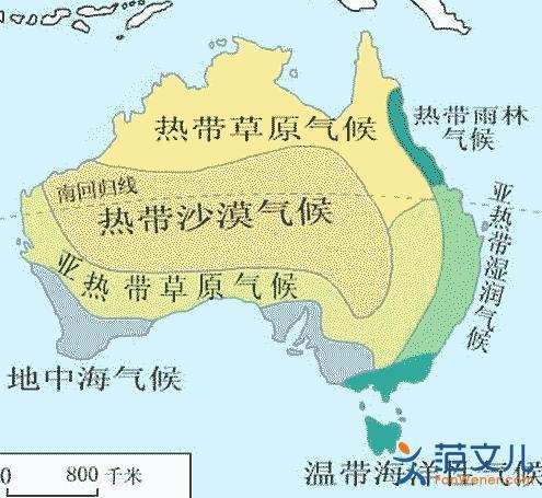 澳大利亚队南回归线穿过的大陆东西岸分别是.什么气候和什么气候?