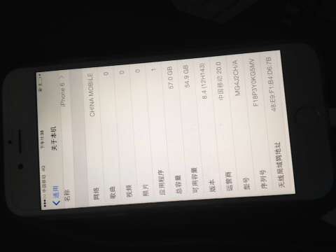 iphone6 插上移动卡上面显示4G 能打电话 就