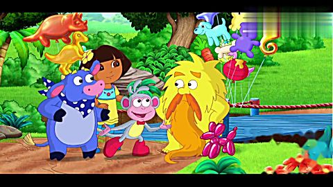 爱探险的朵拉:本尼牛竟然用香蕉要大家讲话,真是太幽默了!