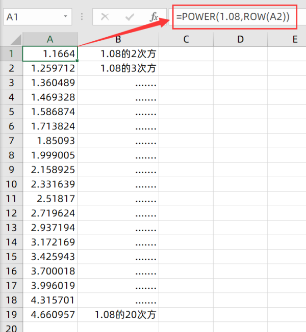 EXCELL中次方的计算?