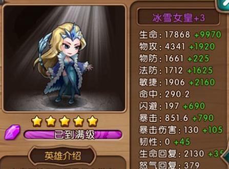 女神联盟冰雪女皇属性怎么样 冰雪女皇属性详解