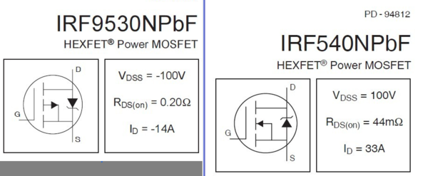 irf9530与irf540n场效应管有什么不同?大家帮帮忙啊,急