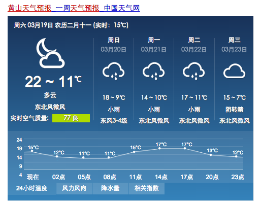 黄山市天气预报图片