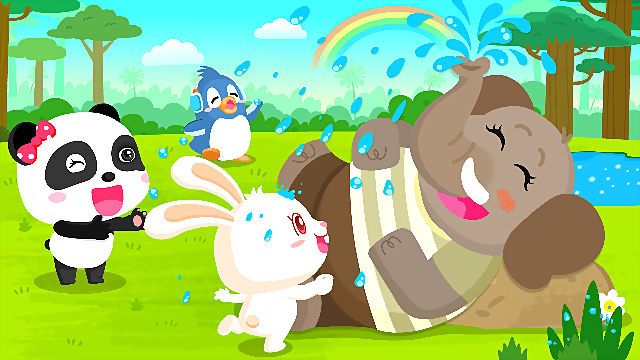 宝宝巴士之动物世界-大热天的,大象的长鼻子变成了花洒来降温