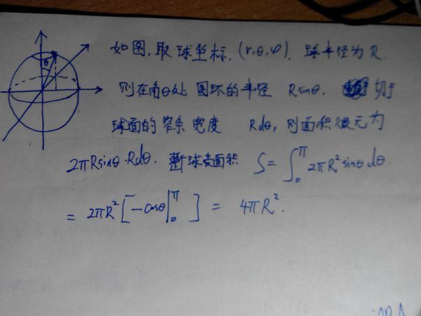 关于球体表面积公式的积分证明