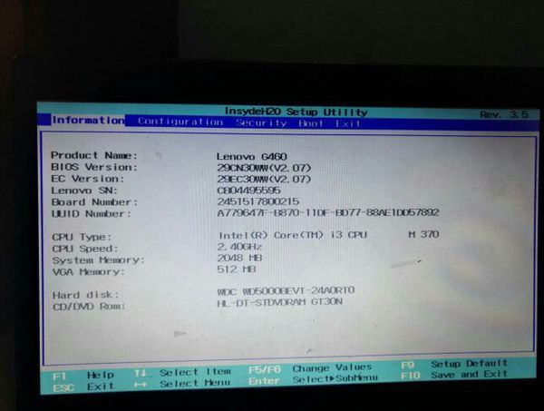 我的联想笔记本g460想用光盘装系统结果按f1