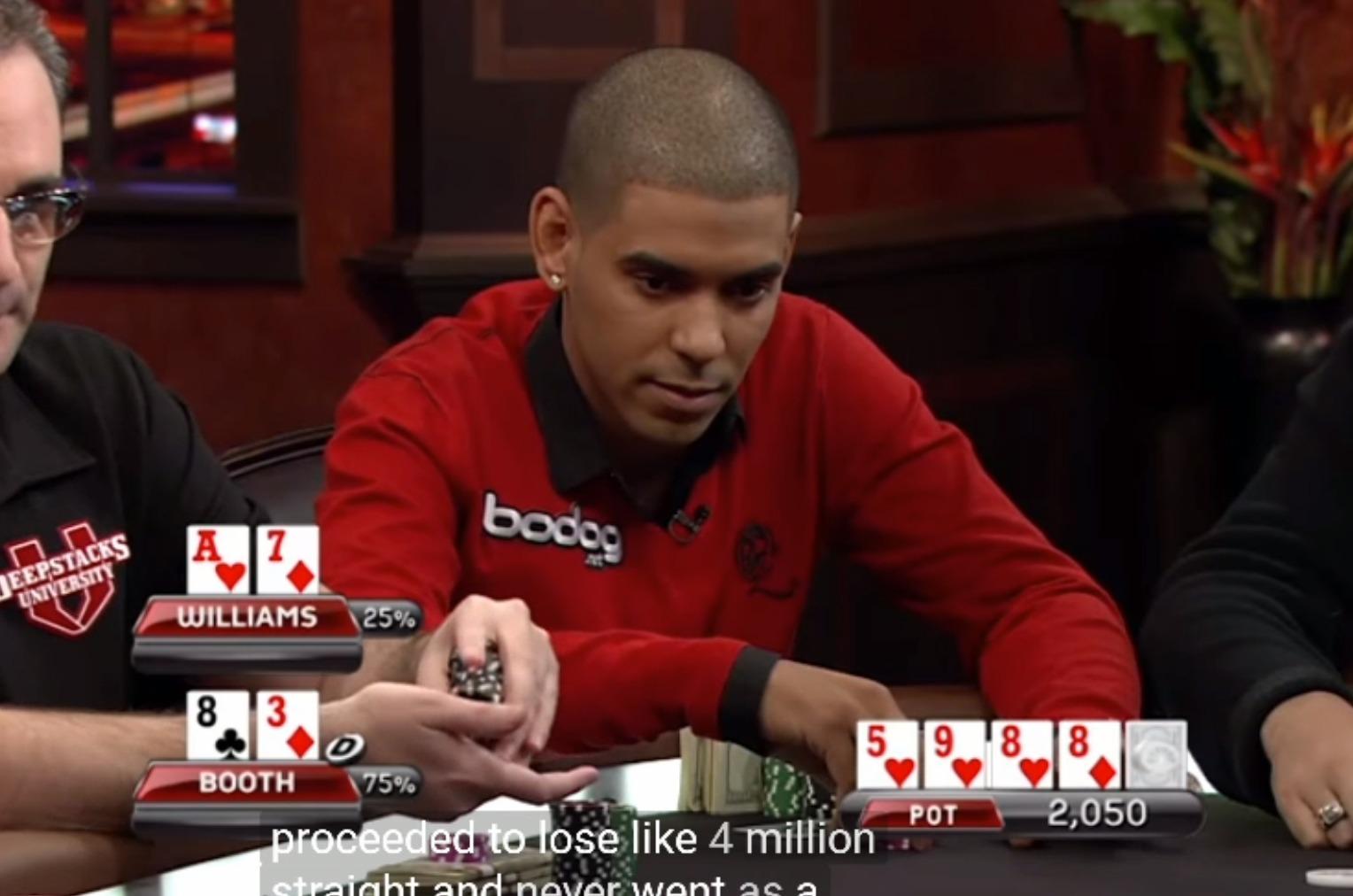 同花nuts只做个check-call,读牌精准,反应快