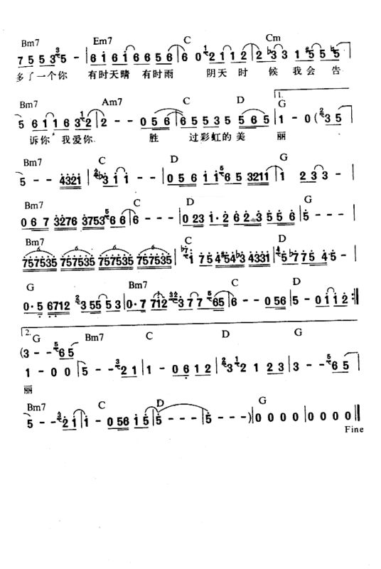 彩虹 羽泉 简谱