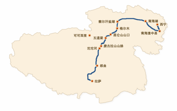 青藏铁路路线图高清图片
