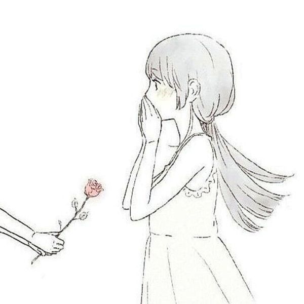 有张图片是一个男生给女生送玫瑰花动漫的是情侣头像