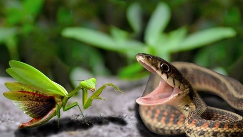 逆天了,史上最疯狂的螳螂捕蛇!没想到小小的螳螂居然可以吃蛇!
