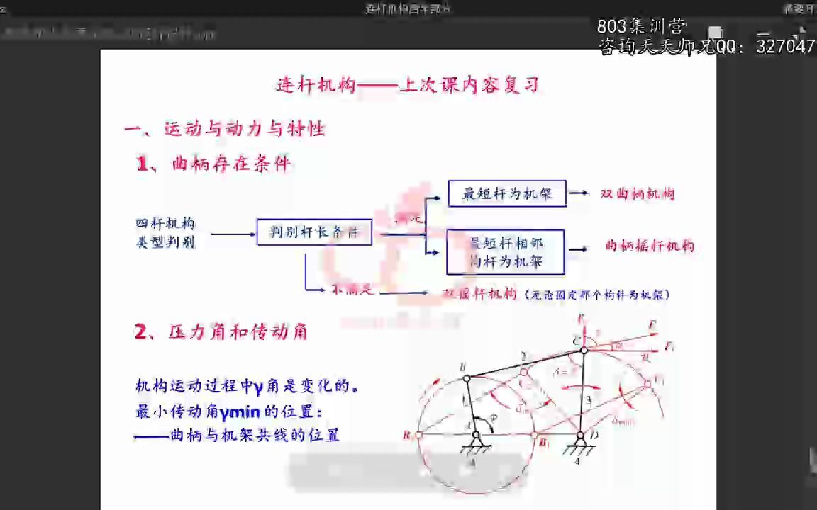 [图]2023天津大学考研机械803机械原理与机械设计辅导班基础部分—连杆机构后半部分