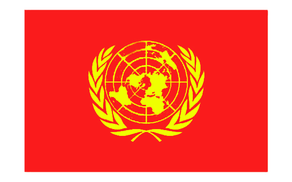 求大神们不黑,帮忙把联合国国旗蓝色部分换成红色,无色部分换成黄色