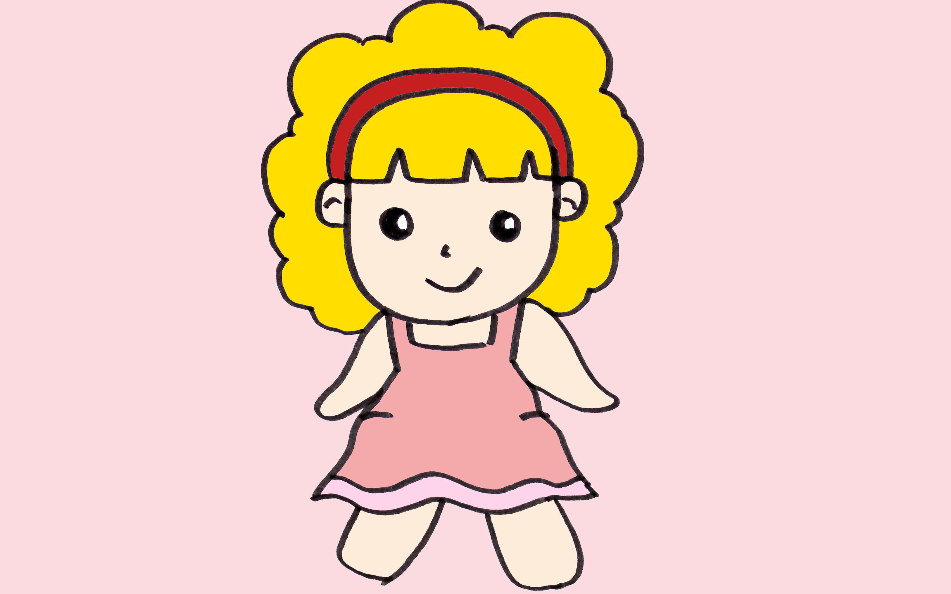 人物 b>简笔画视频教程 /b>,小女孩简笔画,超级简单了