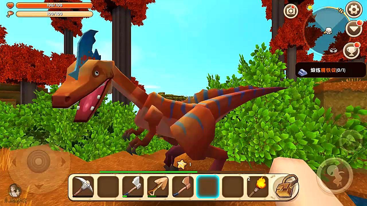 迷你世界沙盒游戏,小浩教大家怎么驯服迅猛龙