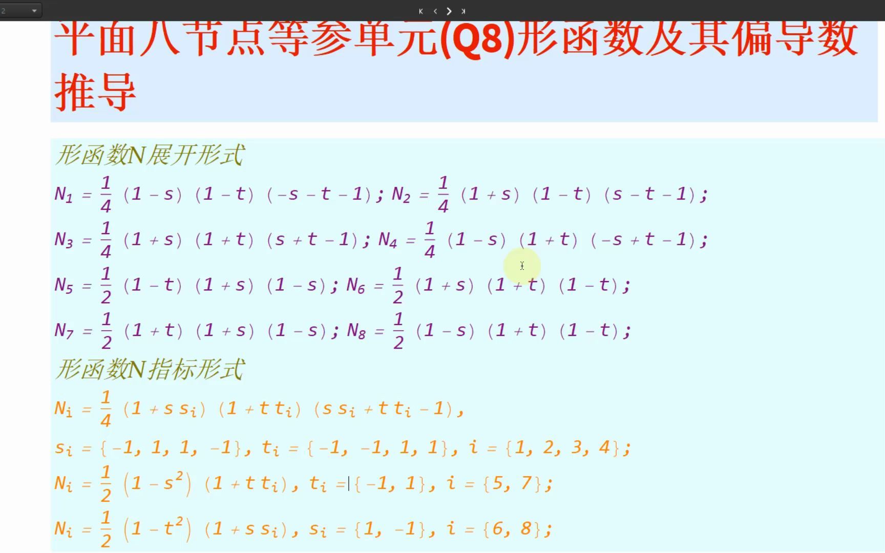 [图]基于Mathematica的等参母单元形函数及其偏导数的推导