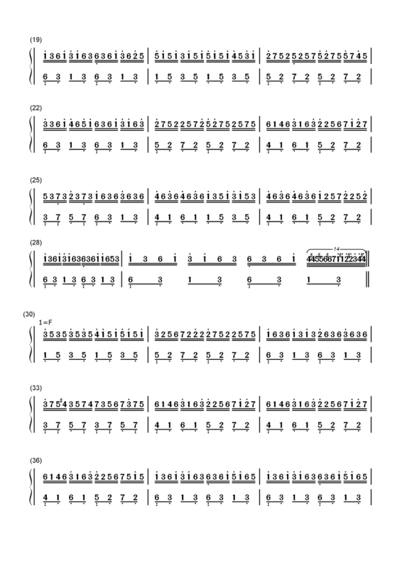虫儿飞钢琴简谱伴奏双手,就像小星星的1535 1646这样的