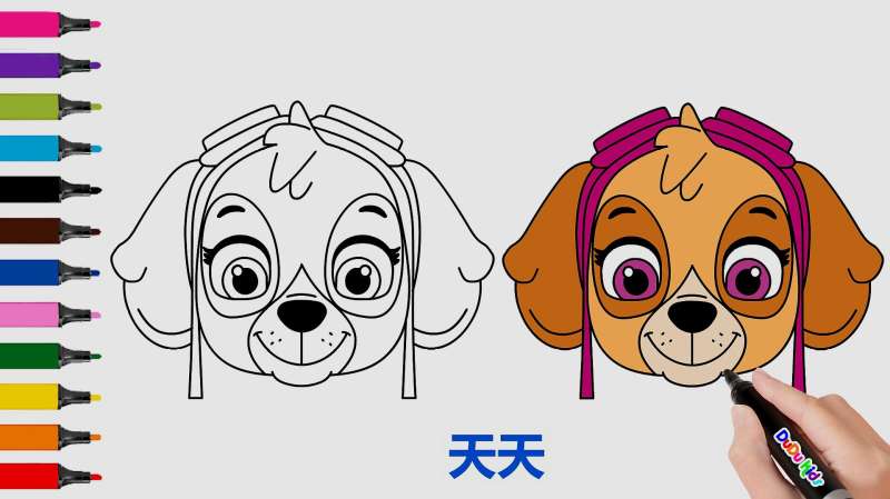 汪汪队天天简笔画 狗狗巡逻队 卡通绘画宝宝学画画教程动画片