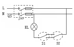 电路的标准接法,即火线进开关,零线进灯座(与有螺纹的灯座相连),连接