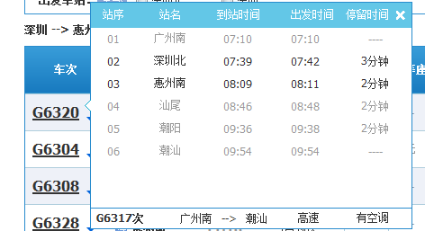 深圳北站到惠州的高铁经过几个站