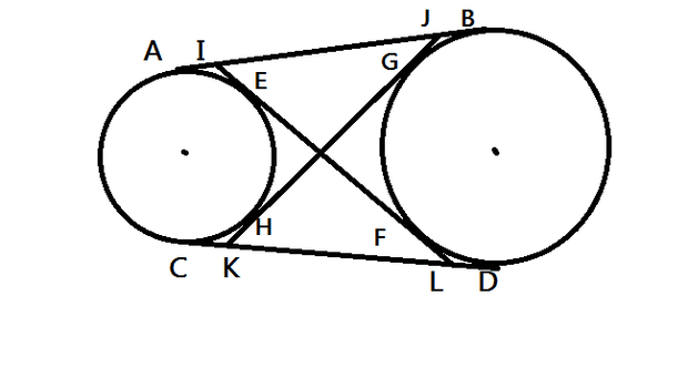 如圖,已知ab,cd為兩圓的外公切線,ef,gh為兩圓的內公切線,e,f,g,h為