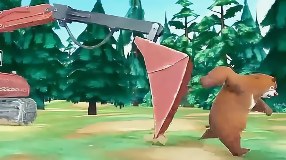 熊出没:光头强开铲车追杀熊兄弟,没想到地鼠打洞把光头强坑了