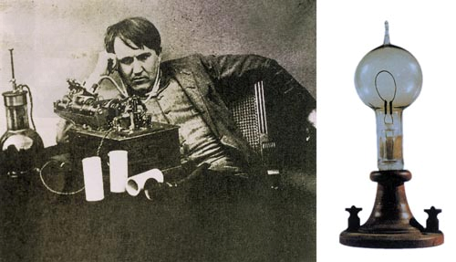 图一 图二 爱迪生和他发明的灯泡 材料二 1946年,美国制成第一台电子