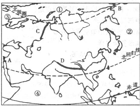 讀亞洲地形圖完成下列各題.