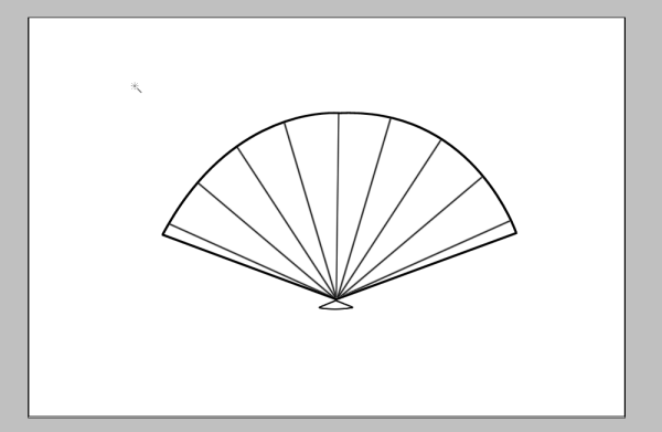 5,最后用线段把扇形分为折扇的样式,注意两边不能分太大,扇子就完成了