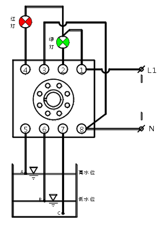 液位继电器实物接线图图片