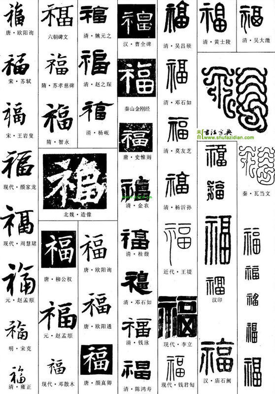 福字多种写法大全图片