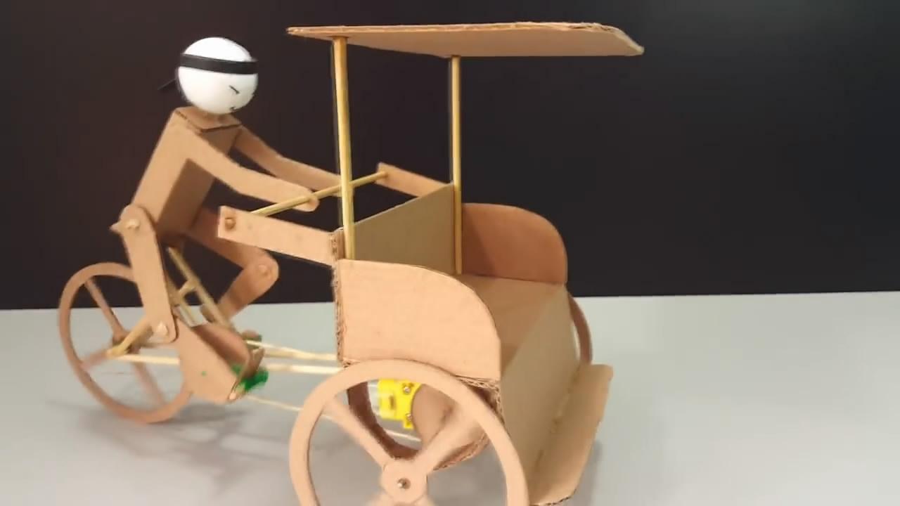 「创意纸板diy」制作电动 三轮车模型的方法,简单又好玩!