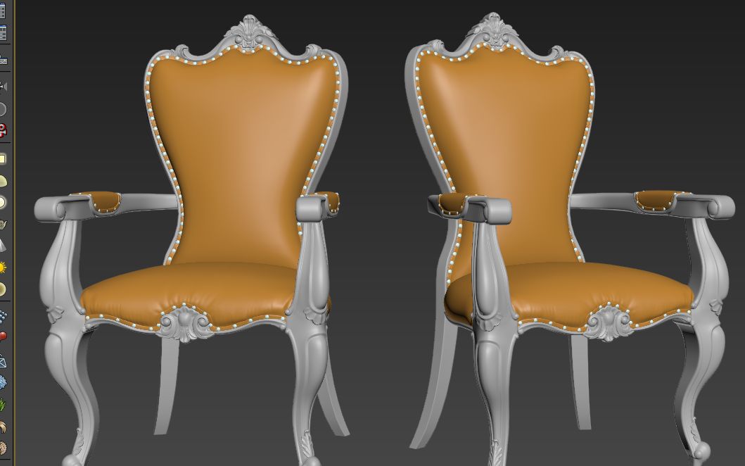 【3dsmax  b>zbrush /b>】欧式家具-餐椅高精度建模视频教程全集.